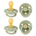 BIBS Pacifiers - Colour 4-Pack | BPA Free Baby Pacifier | Round Nipple Binkies | Natural Rubber Latex Soother | Made in Denmark | Size 6-18 Months | Sage
