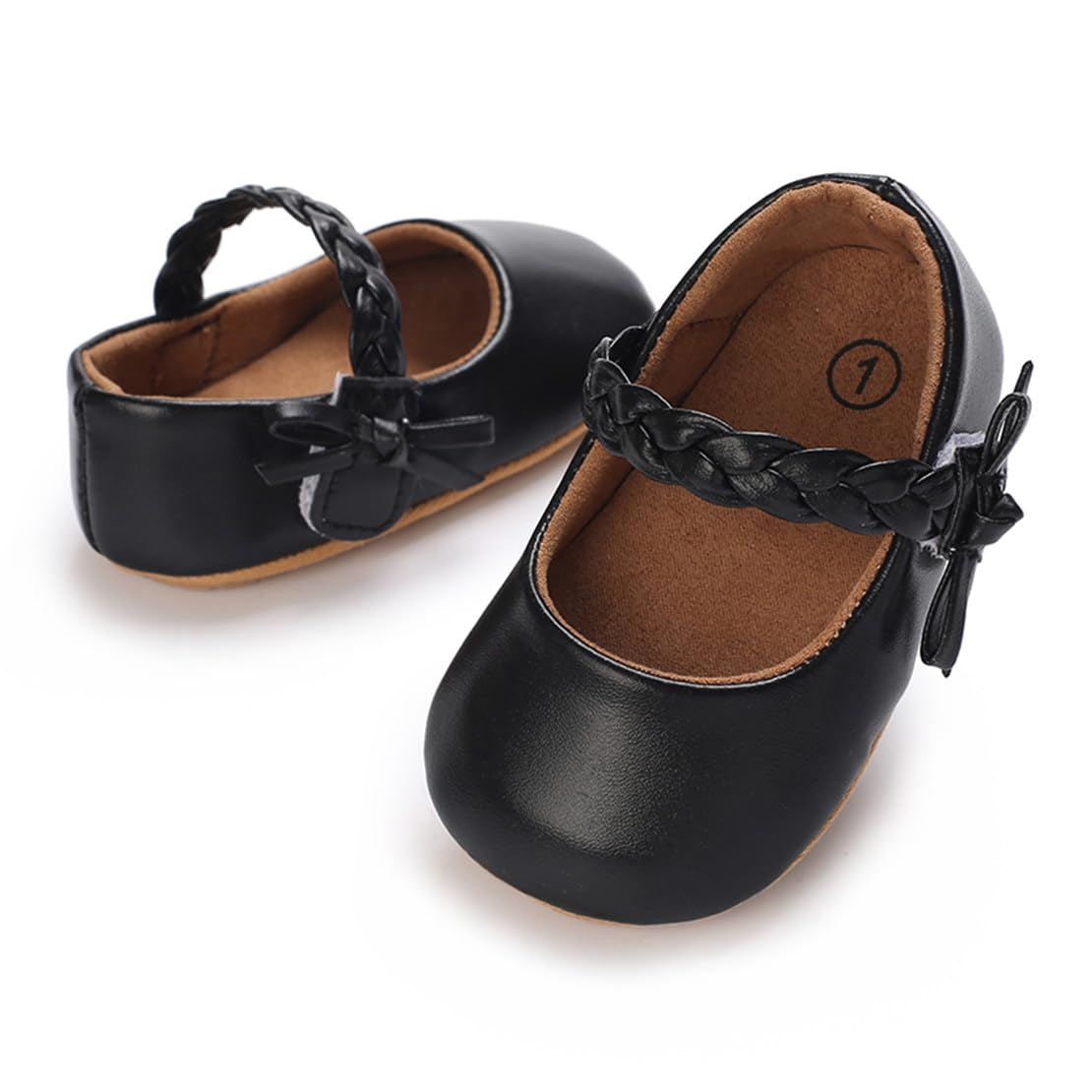 COSANKIM Baby Girls Mary Jane Flats Shoes Anti-Slip Rubber Sole Infant Toddler Princess Wedding Dress Shoes（3-6 Months Infant,06 Black）