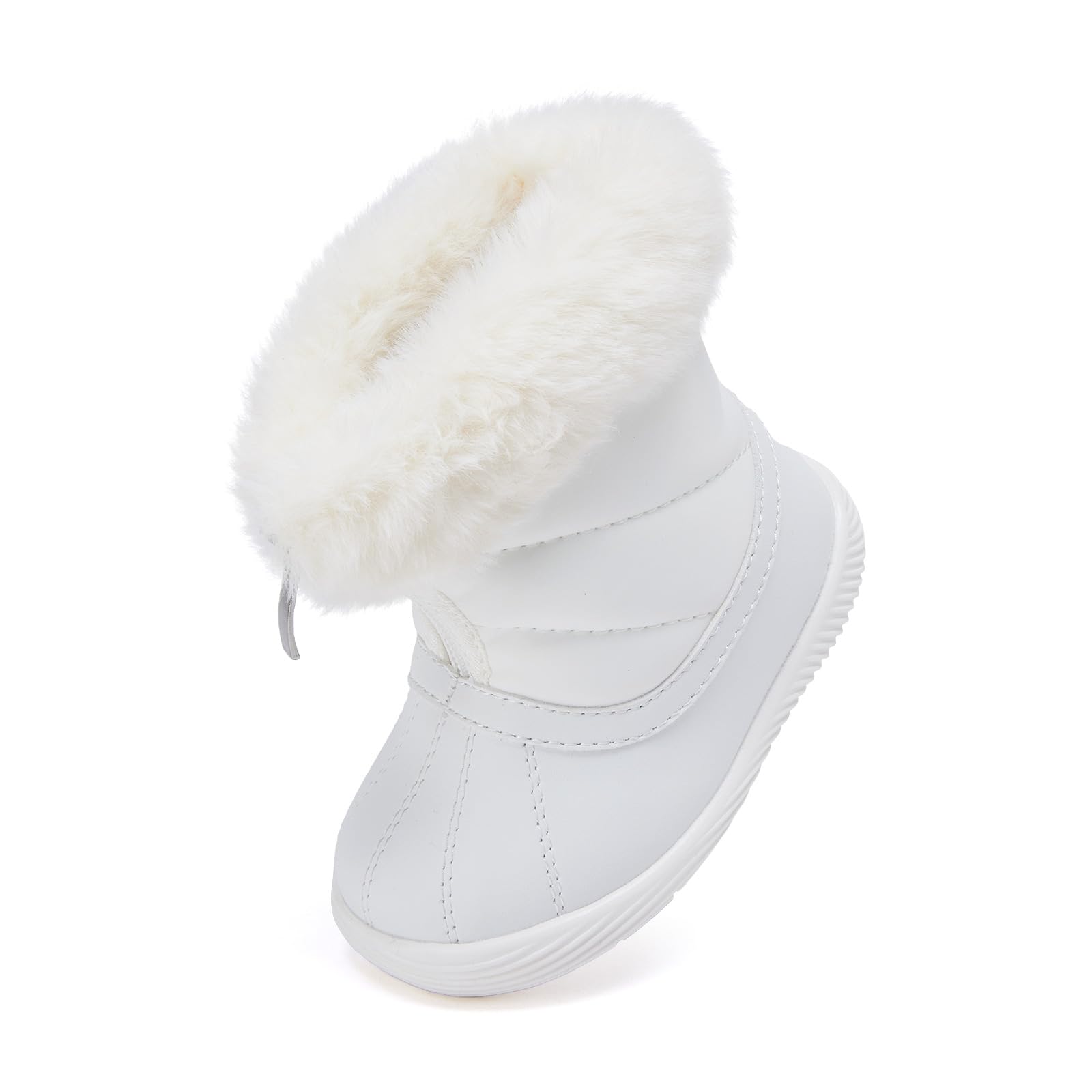 BMCiTYBM Baby Snow Boots Waterproof Infant Boy Girl Winter Booties Nonslip Lightweight Outdoor Warm Shoes for First Walkers 6 9 12 18 24 Months White Size 12-18 Months Toddler