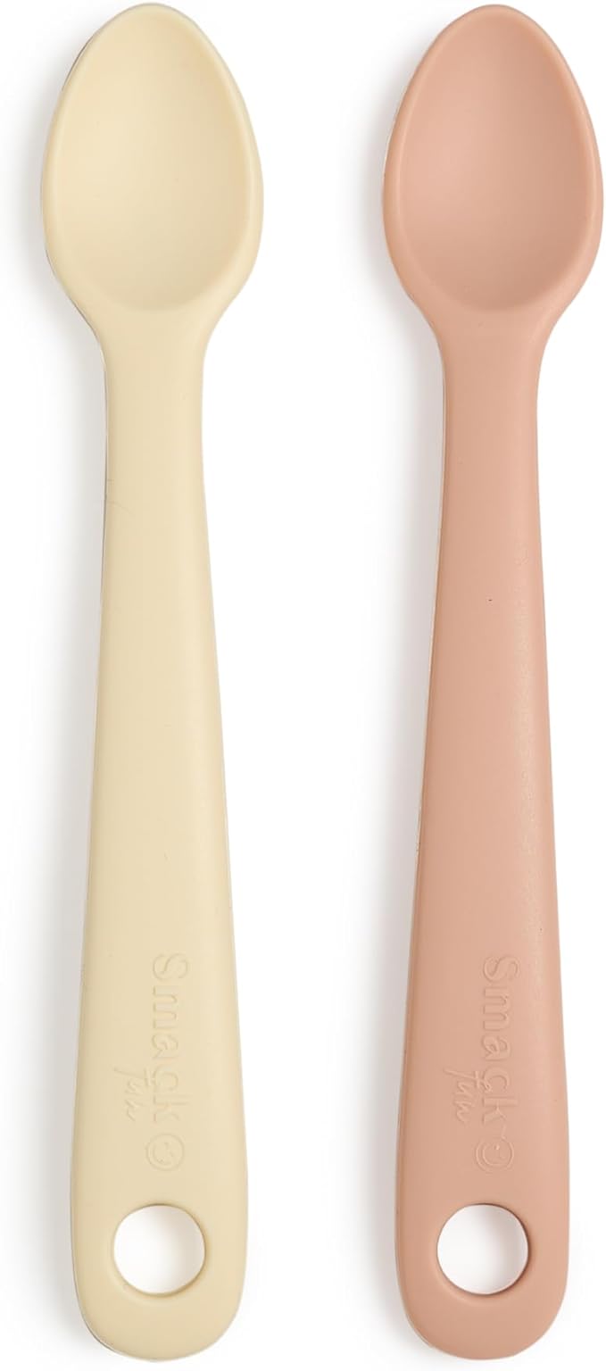 Smack Fun - Silicone Baby Feeding Spoons | 2 Pack (Blush/Ivoire)