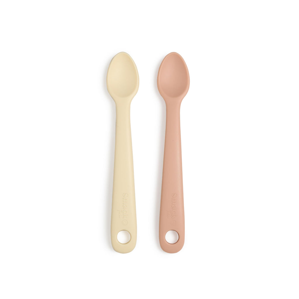Smack Fun - Silicone Baby Feeding Spoons | 2 Pack (Blush/Ivoire)