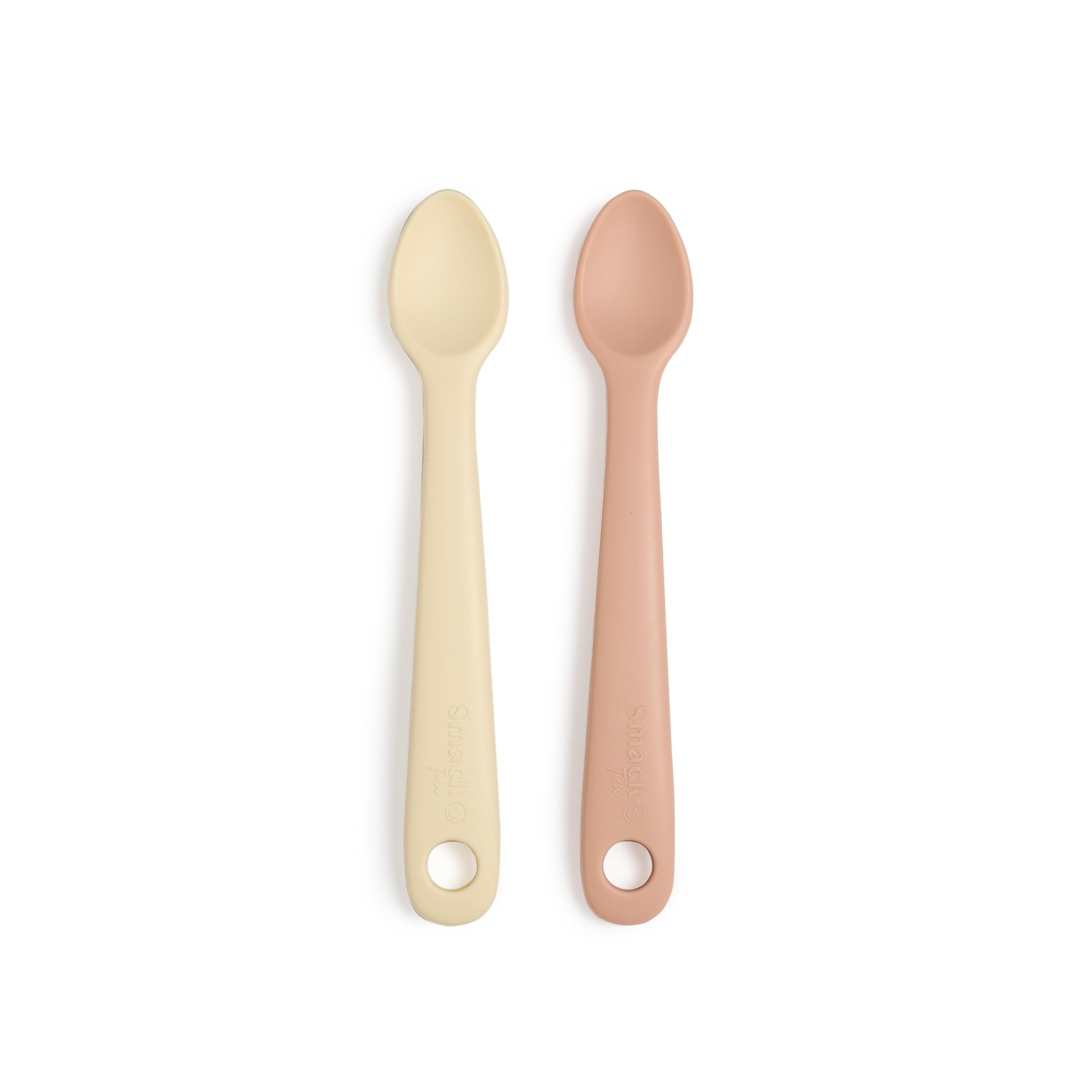 Smack Fun - Silicone Baby Feeding Spoons | 2 Pack (Blush/Ivoire)