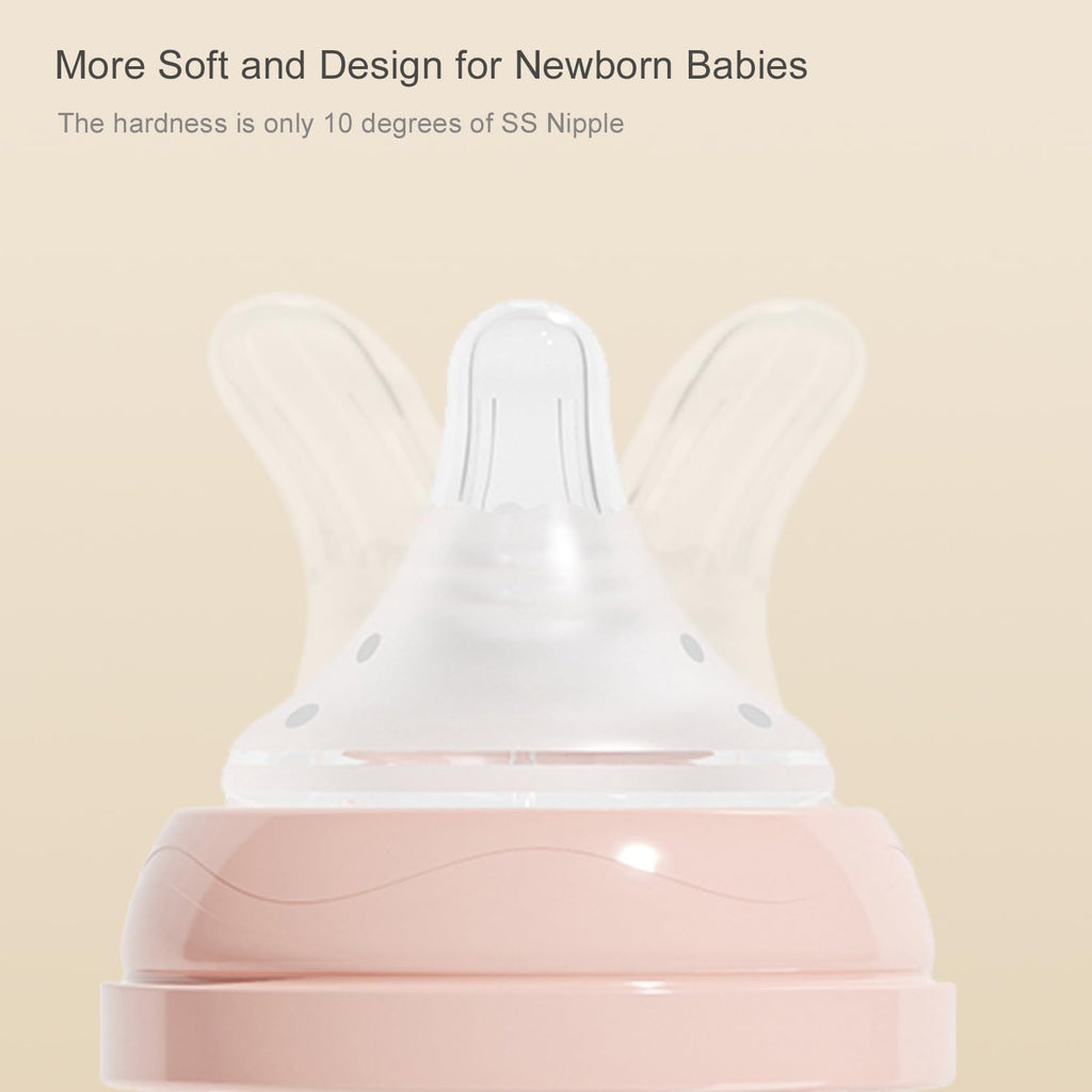 Gulicola PP (NOT Glass) Baby Breastfeeding Bottles, Medium Flow Nipples (M), 3 Months +, Wide Neck, White, 8 oz - 4 Pack