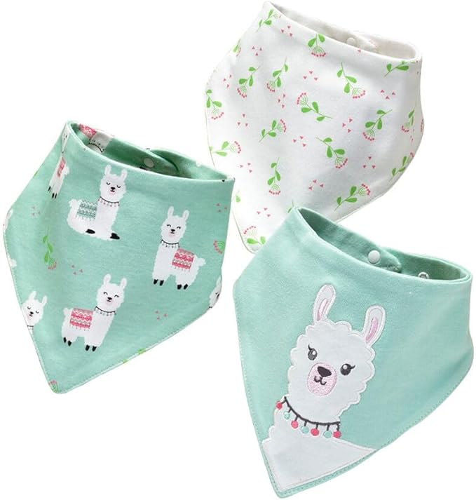 JN&LULU 3 Pack Newborn Baby Bibs Bandana Drool Bibs for Drooling Cotton Baby Gifts (Moon Star)