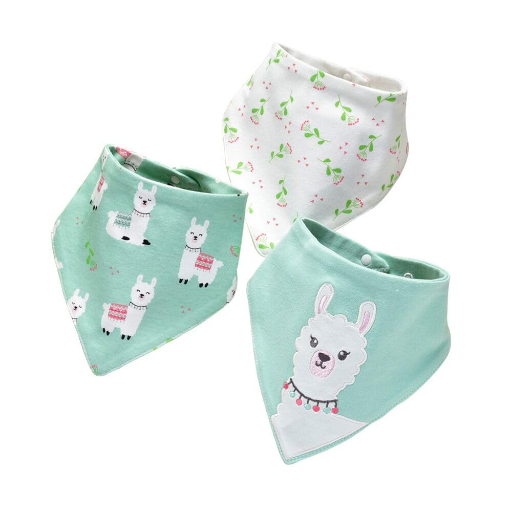 JN&LULU 3 Pack Newborn Baby Bibs Bandana Drool Bibs for Drooling Cotton Baby Gifts (Pink Rabbit)