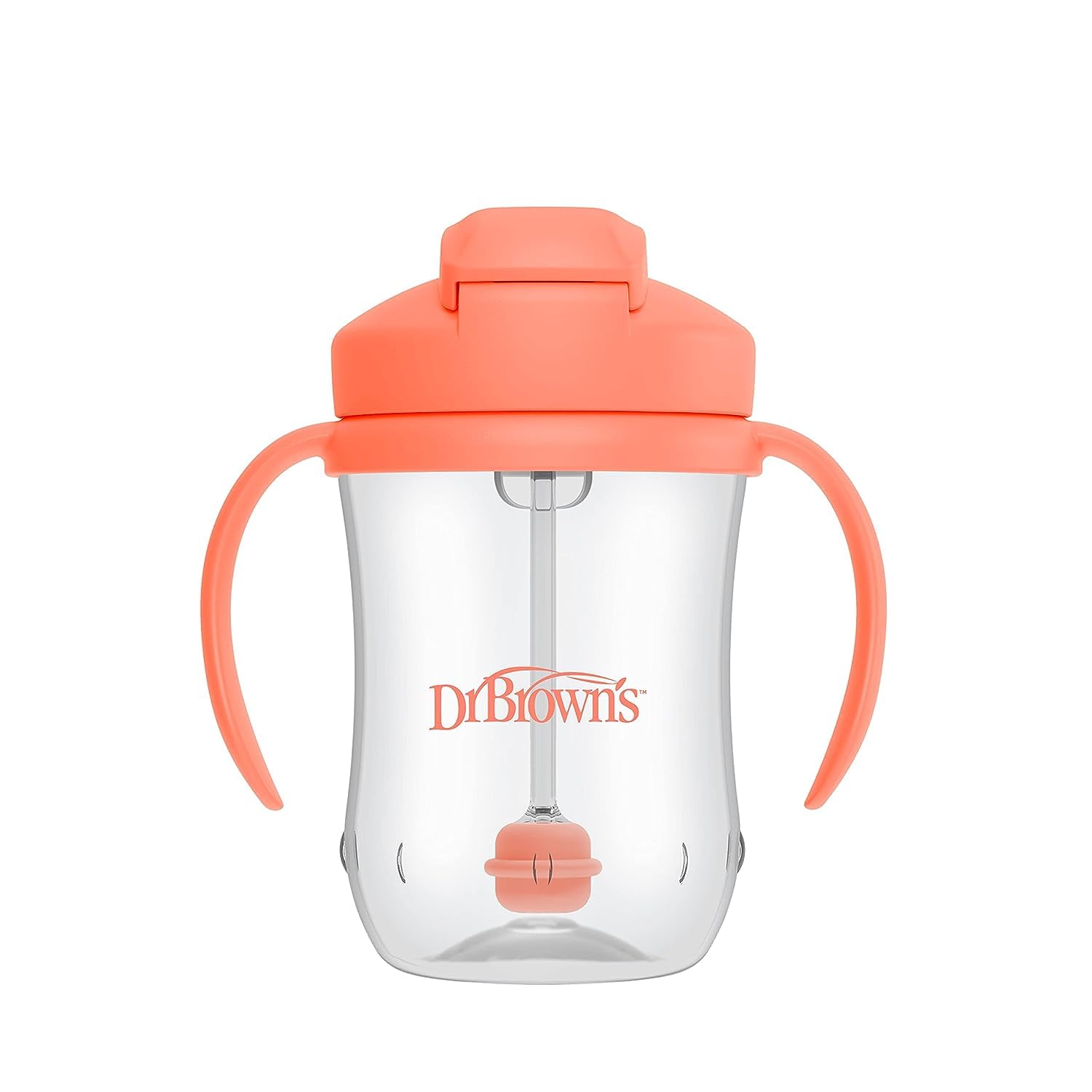 Dr. Brown's Milestones Baby's First Straw Cup, Training Cup with Weighted Straw, 9 oz/270 mL, BPA-free, 6m+, Coral, 12-Pack