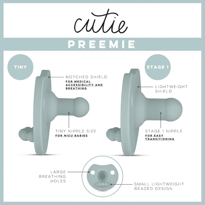 Ryan & Rose Cutie PAT Pacifier Teether (Preemie Kit, Mist)