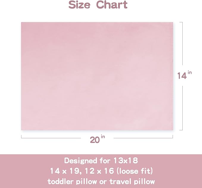 Soft Organic Cotton Toddler Pillowcases 14 X 20 Inches, Fit 13 X 18, 14 X 19 Pillows, Smooth Pearl Cotton Baby Pillowcases with Envelope Closure, Pink and Dark Grey, Set of 2