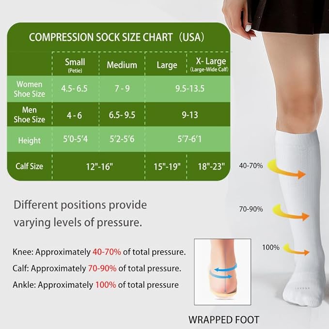 LEVSOX Viscose Made from Bamboo Compression Socks for Pregnant Women 20-30 mmHg Knee High Cute Mens Supports Socks for Travel