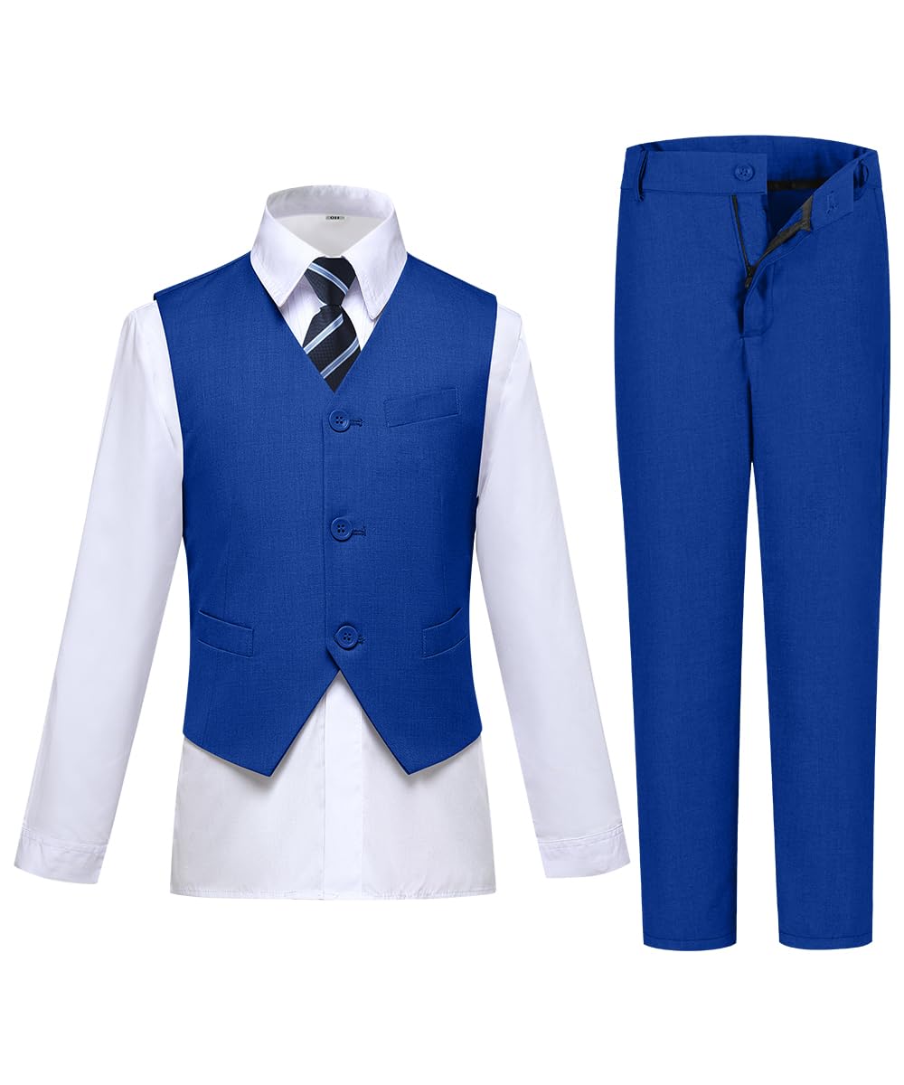 Boys Suits Slim Fit Kids Suit for Wedding Vest Pants Set Royal Blue Size 16