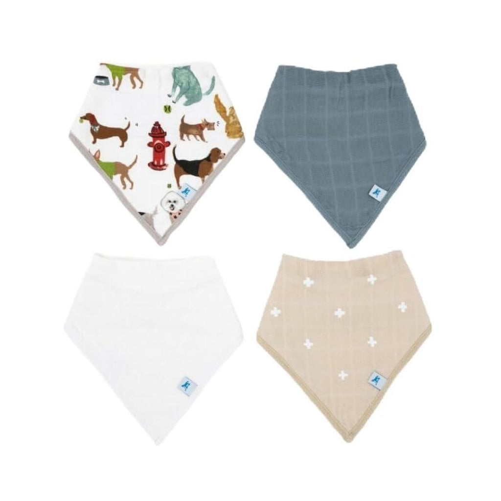 Little Unicorn Baby Bandana Bib 4 pack | Absorbent, Extra Soft Cotton for Drooling & Teething | Adjustable fit (Dino Friends)