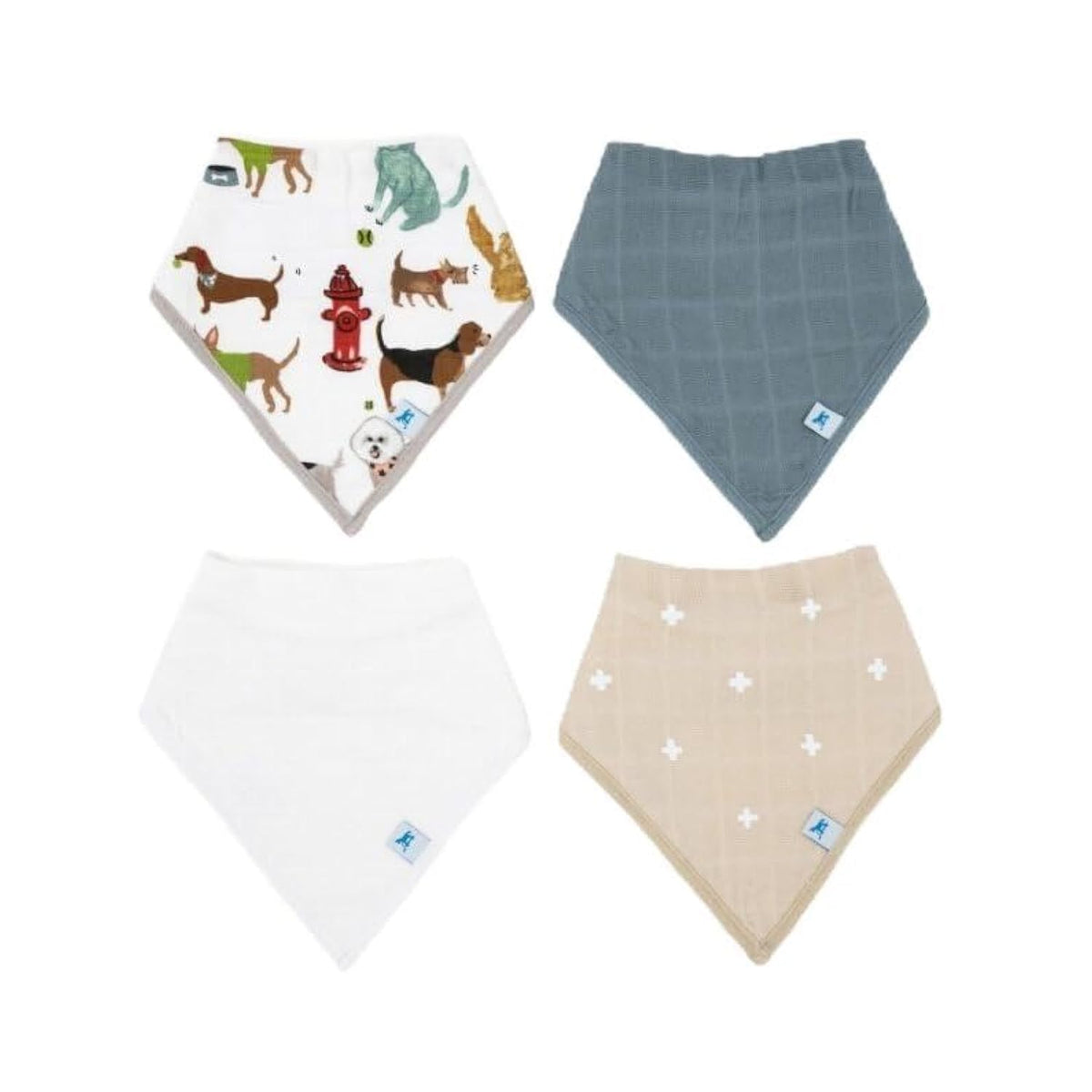 Little Unicorn Baby Bandana Bib 4 pack | Absorbent, Extra Soft Cotton for Drooling & Teething | Adjustable fit (Dino Friends)