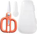 Baby Food Scissors with Travel Case, Ceramic Food Scissors Kids, Toddler Scissor with Safety Lock, Ideal for Pizza, Meats, Noodles, Vegetables, and Fruits (B)