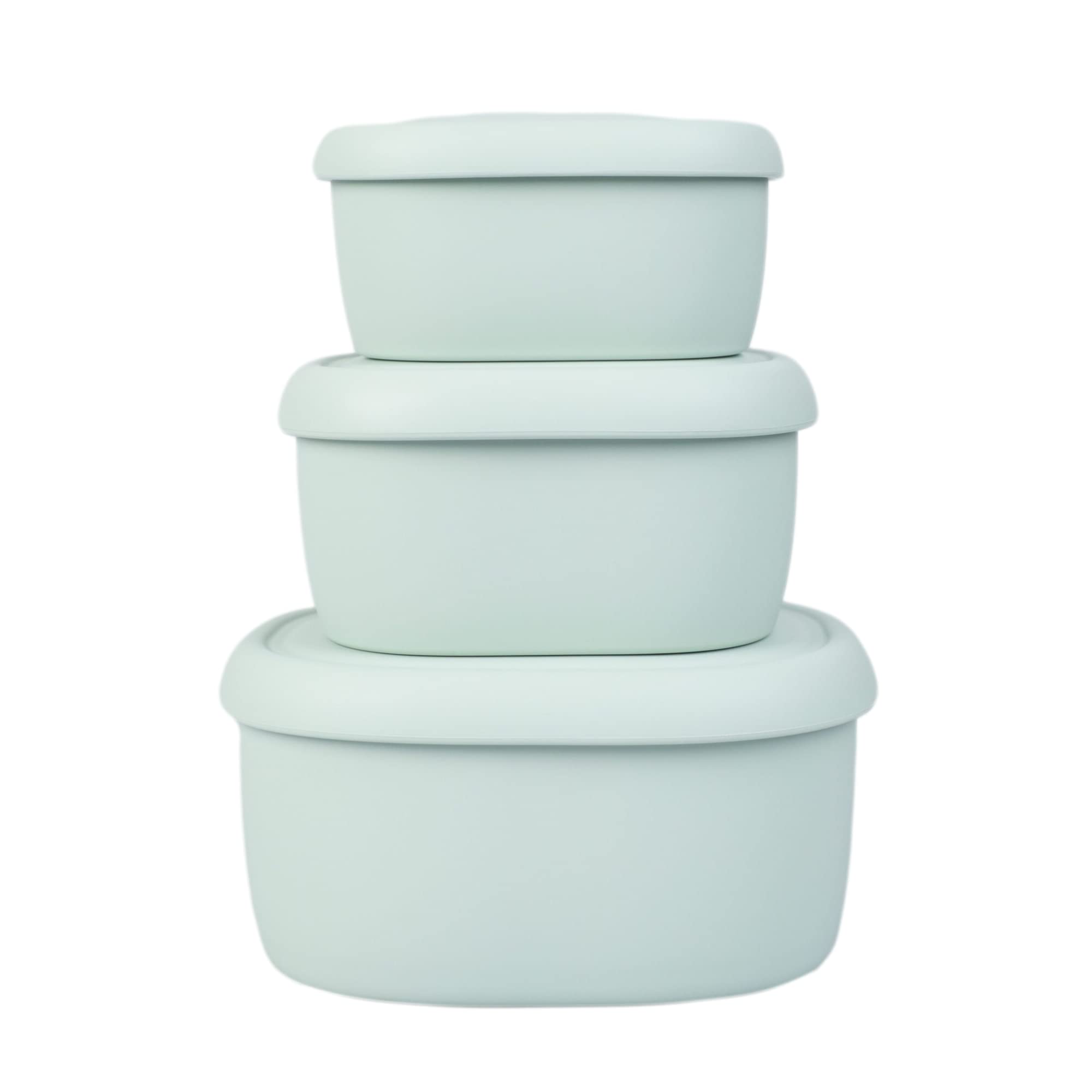 BLUE GINKGO Nesting Silicone Containers - Set of 3 Hard-Shell Silicone Food Storage Containers | BPA Free, Airtight, Dishwasher and Freezer Safe (6.7oz, 10oz, 20oz) - Green