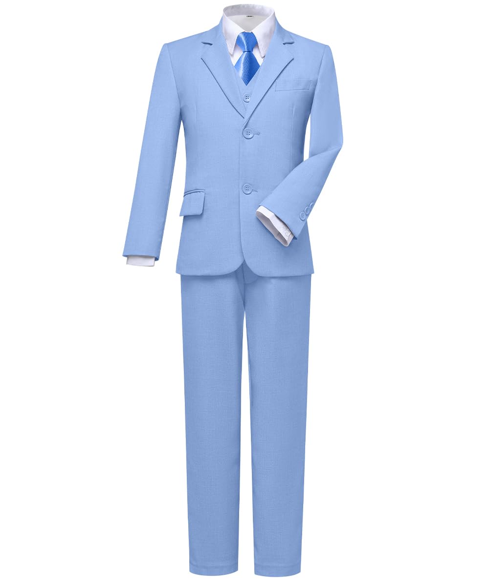 Kids Suits for Boys Formal Tuxedo Set First Communion Suit Sky Blue Size 7