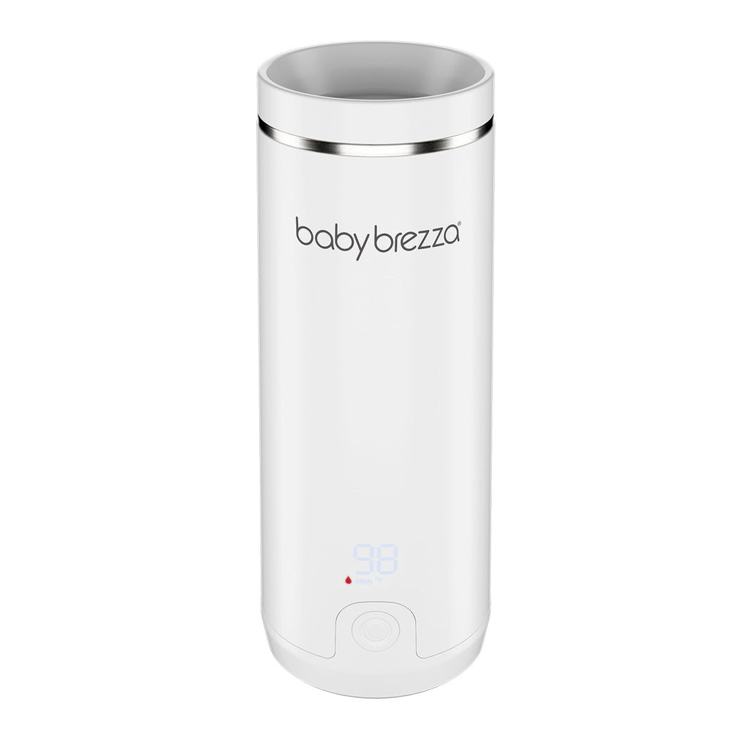 Baby Brezza Portable Warmer – 3X Faster Baby Bottle Warming - Travel Breastmilk and Formula Warmer - Safe, Even Heating - Up to 9oz - No Adapters, White