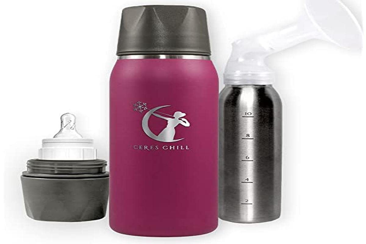 Ceres CHILL OG Breastmilk Chiller & Warmer – 12–34oz Portable Breast Milk Cooler, Storage & Baby Bottle for Travel, Work or On-The-Go – Pump Compatible Container – Don’t Call Me Hon, Plum