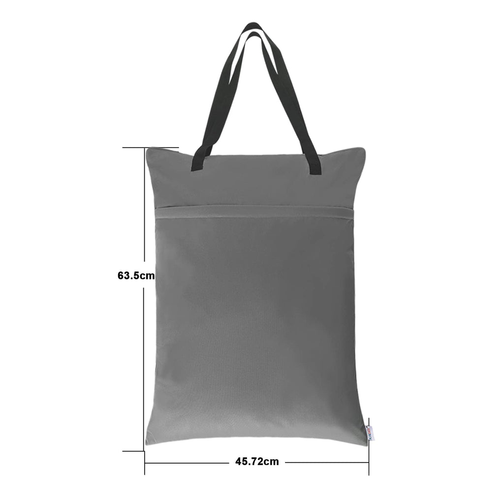 ALVA ALVABABY 2 Pack Large Wet Dry Bag Waterproof Hanging Cloth Diaper with Double Zippered Pockets 25x18 inches (Black and grey)