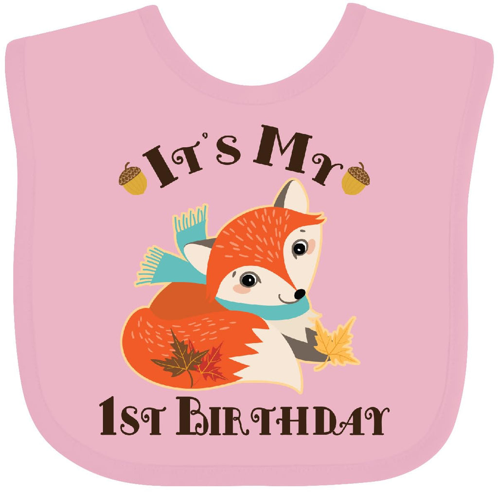 inktastic 1st Birthday Woodland Fox Baby Bib Pink 2d46d