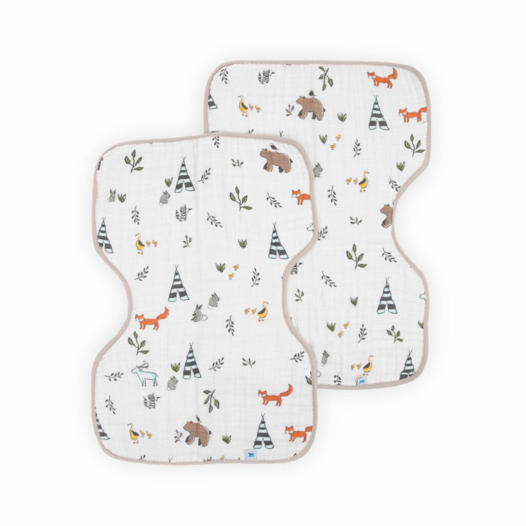 Little Unicorn Ultra-Absorbent Premium Burp Cloth 2 Pack | Soft on Baby's Skin | Larger Size | Ergonomic Design | Set of 2 (Porposie)