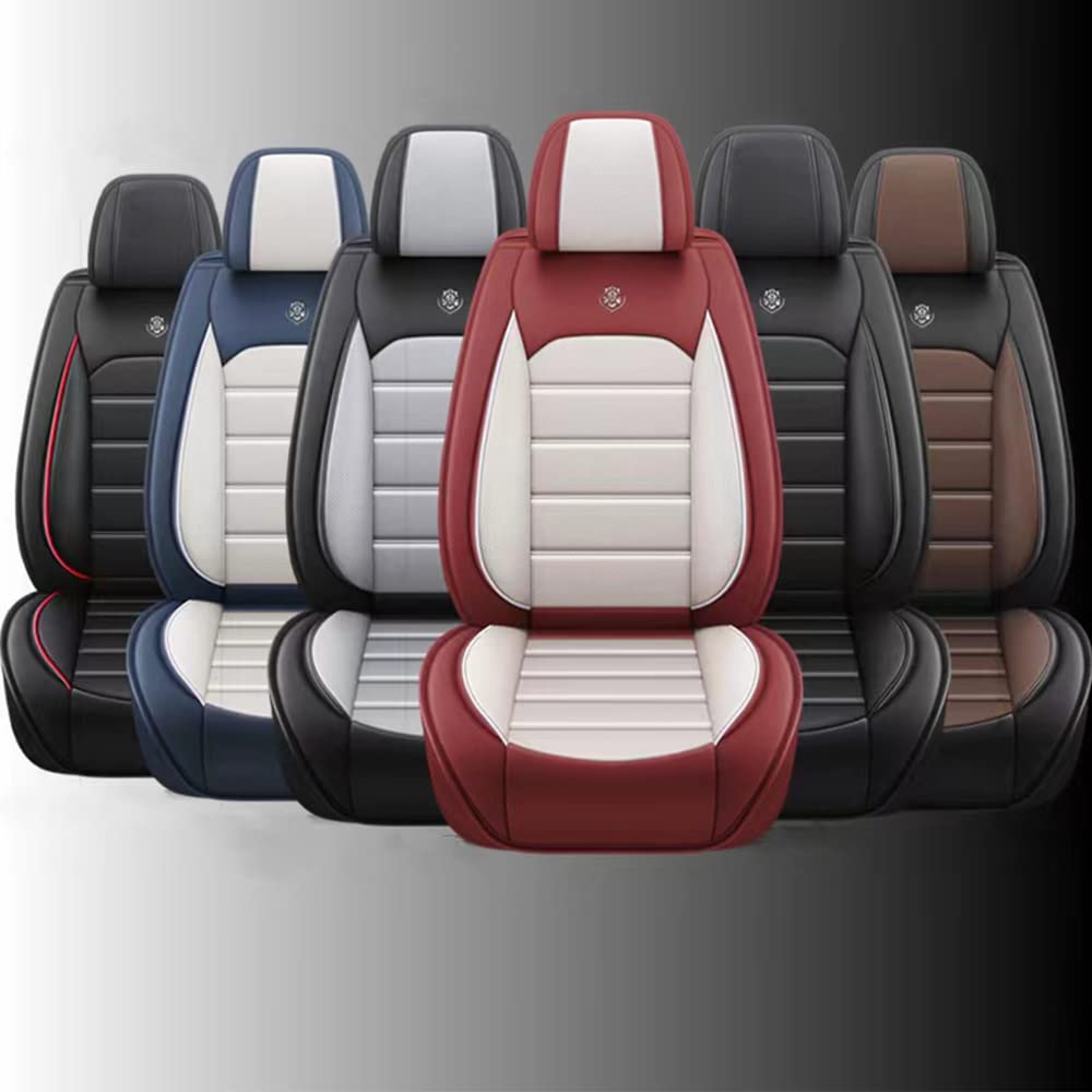 LEYPOCO Leather Seat Cover for Ford Edge 2010-2026,Waterproof Soft Seat Covers,Interior Accessories Seat Covers Cushion Vehicle Protector Airbag Compatible(Black&Coffee,2PCS Front)