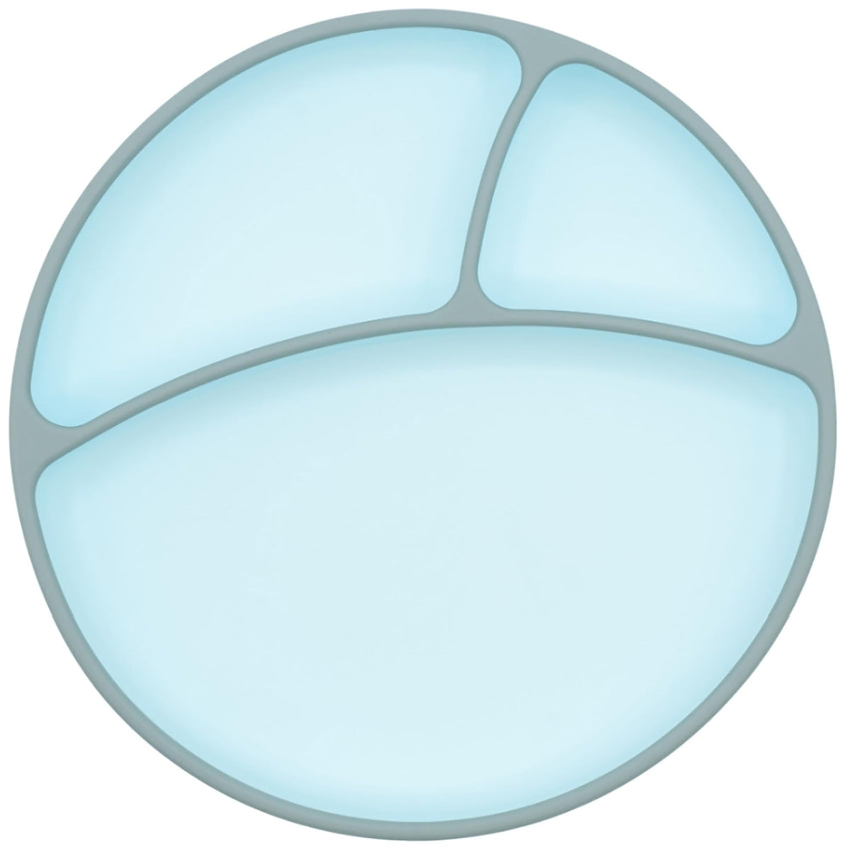WeeSprout Toddler Plate with Suction Base – Two-Tone Baby Plate with Dividers, Food-Grade Silicone (Pastel Blue/Matte Navy)