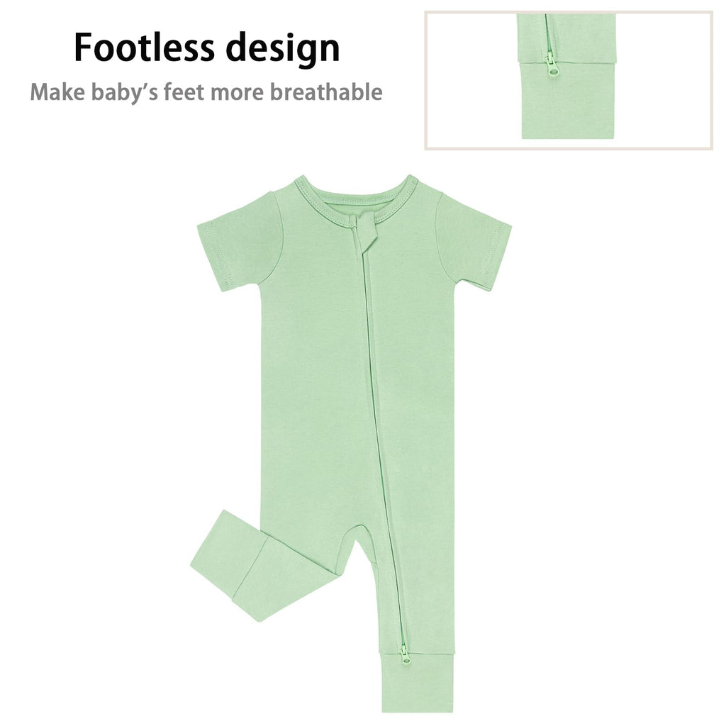 GUISBY Baby Cotton Footless Zipper Pajamas, Bright green+Green Grey, 18-24M