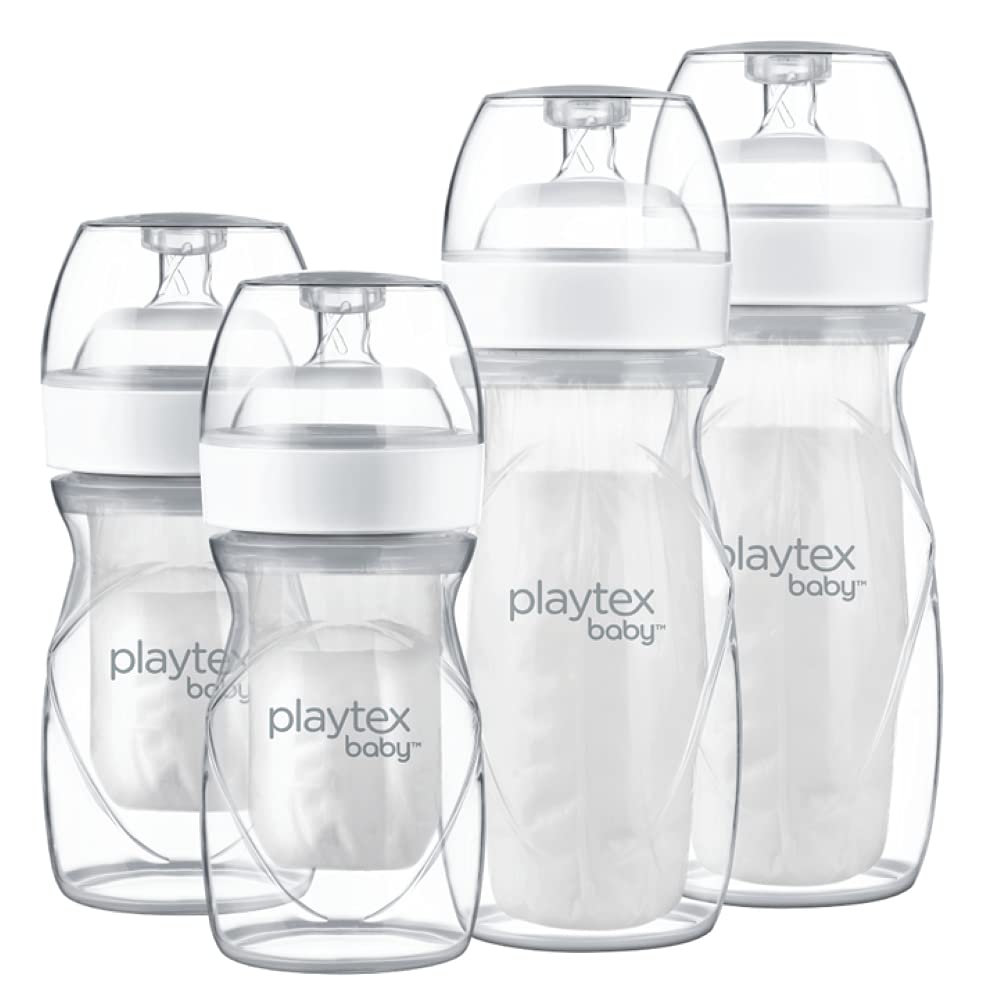 Playtex Baby Nurser Bottle Gift Set, with Pre-Sterilized Disposable Drop-Ins Liners, Closer to Breastfeeding