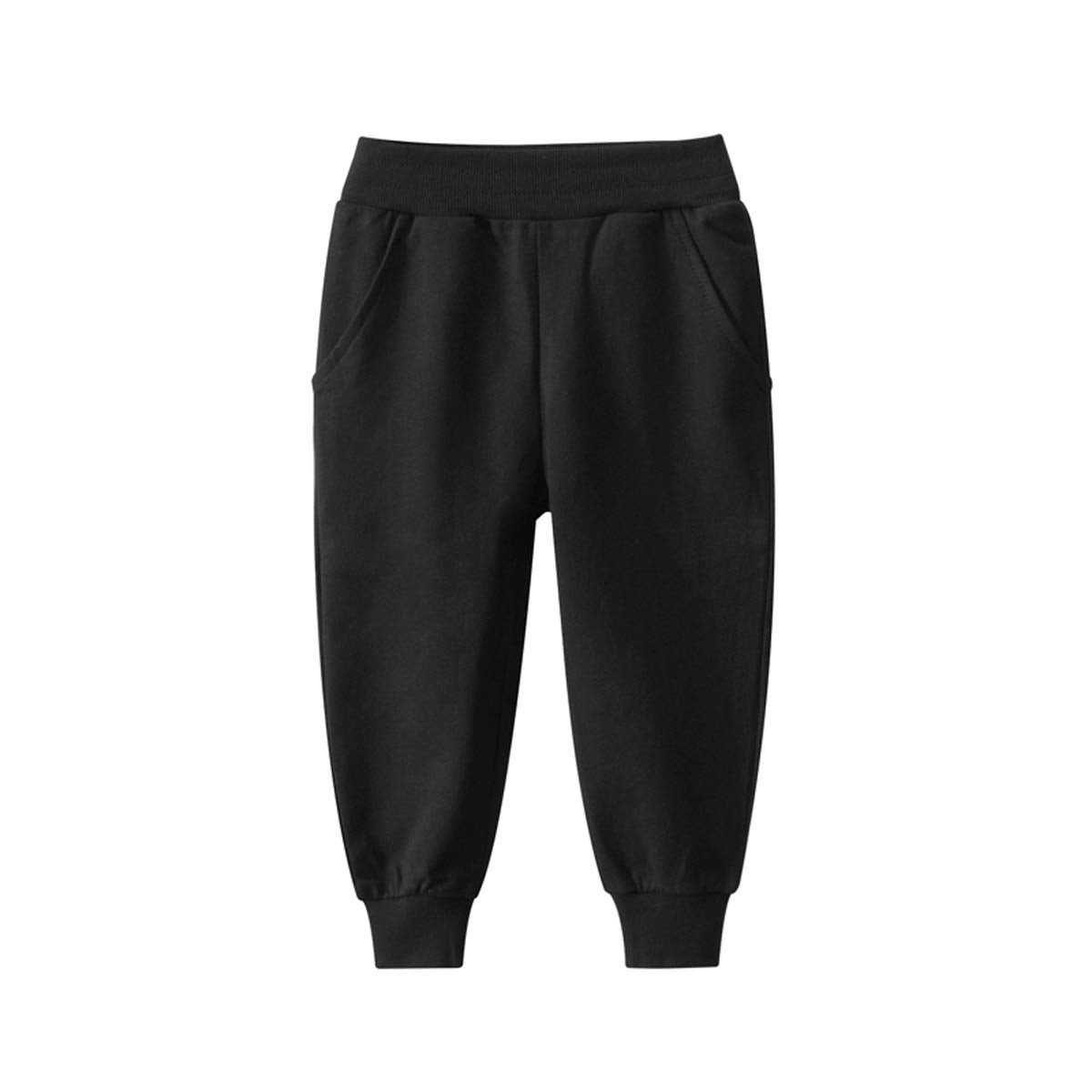 HUAER& Baby Boy's Jogger Pants Dinosaur Car Animal Print Drawstring Elastic Sweatpants 2-Pack (Gray+Black, 5T)