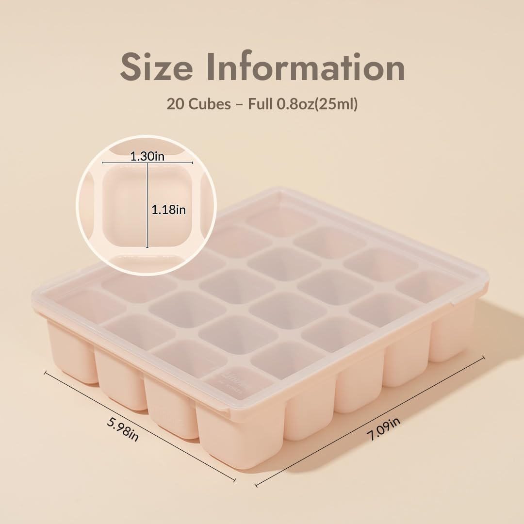 PETINUBE Baby Food Storage Silicone Cubes, Sand Beige, 20 Cubes 0.8oz