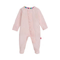 Magnetic Me Girls Modal Magnetic Baby Footie Pajamas | Silky Soft Modal Fabric | Pin Dot Pink Ruffle | 6-9 Months