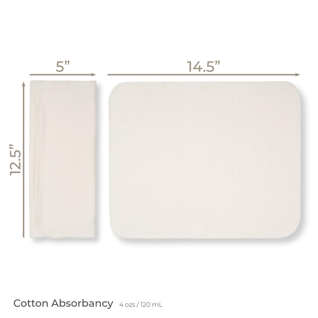Nora's Nursery 3 Layer Cotton Prefolds 2 Pack with Snaps | Super Soft, Reusable, and Absorbent Cloth Diaper Liners | Gentle Cotton Diapering Solution for Babies