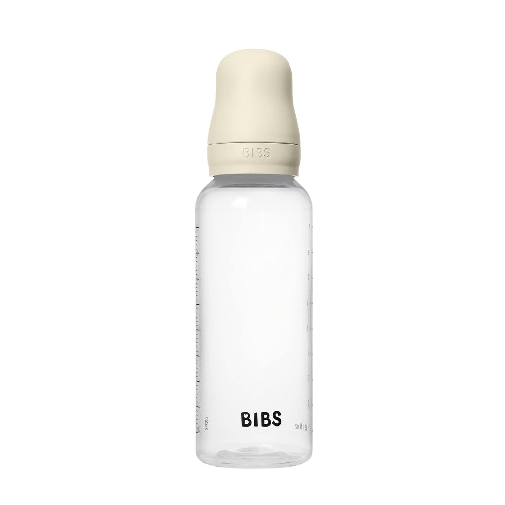 BIBS Plastic Baby Bottle, 270 ml, 1-Pack, Silicone Nipple, Ivory