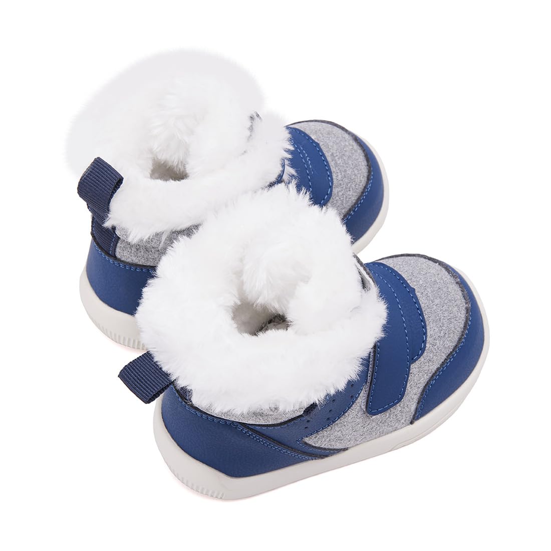 BMCiTYBM Baby Snow Winter Boots Boys Girls Shoes Warm Double Strap Non Non Slip First Walking Infant 6 9 12 18 24 Months Navy Size 12-18 Months Toddler