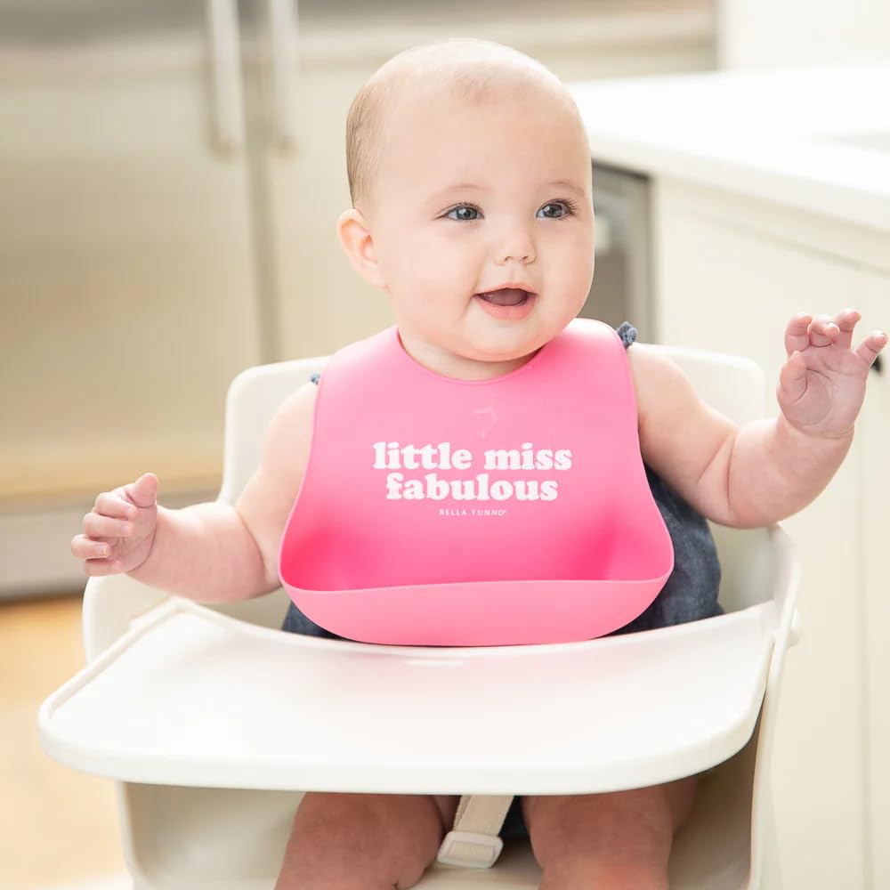 Bella Tunno Wonder Bib - Adjustable Silicone Baby Bibs for Girls, Durable and Waterproof BPA Free Silicone, Little Miss Fabulous