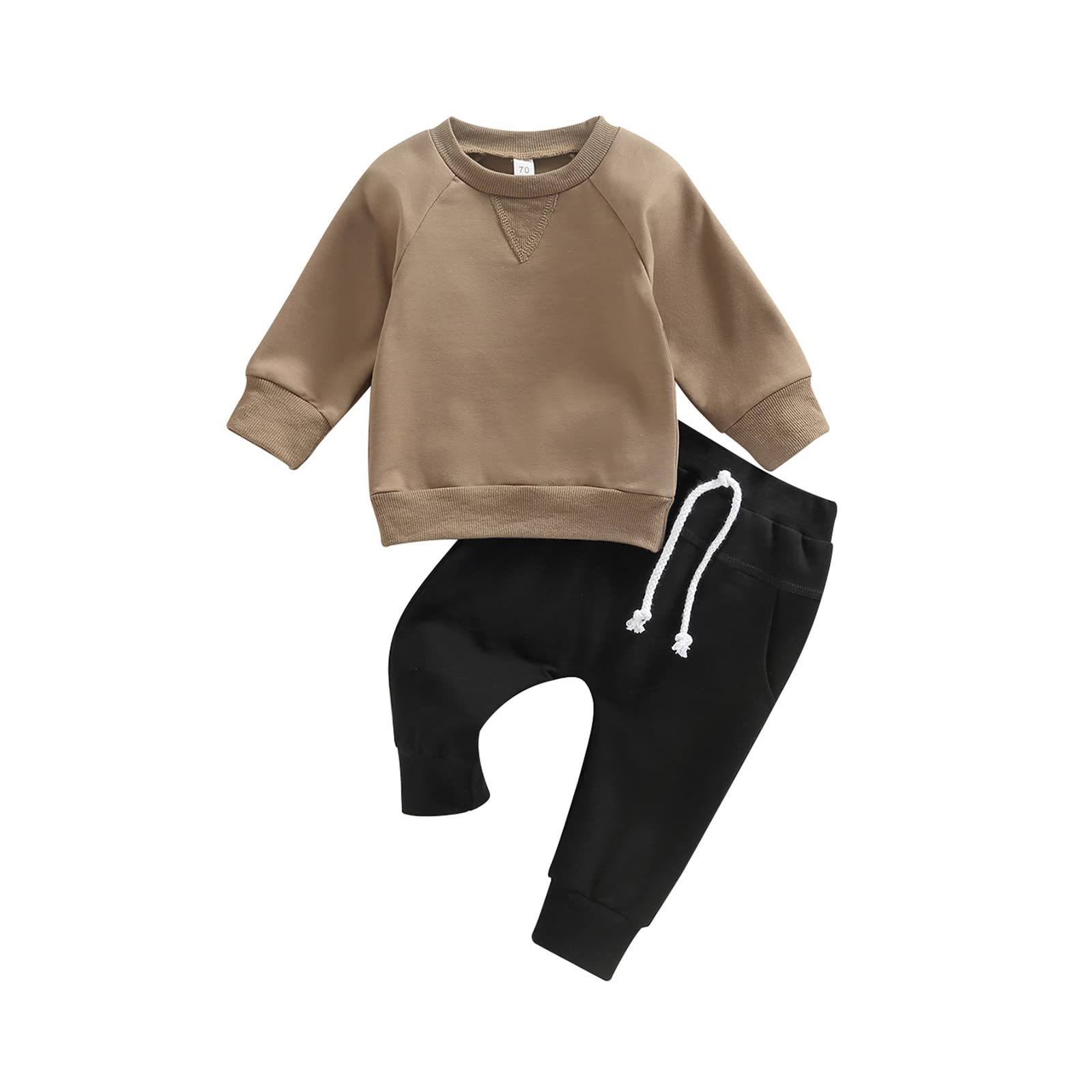 MA&BABY Toddler Baby Boy Clothes Solid Color Sweatshirt Jogger Pants Set