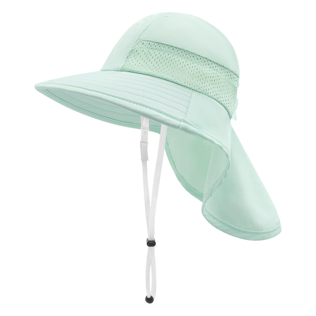 XIAOHAWANG Girls Sun Hat Baby Beach Hats Boys UPF 50+ Kids Summer Protection Cap Toddler Breathable Caps with Neck Flap (2-6Years,Light Green)