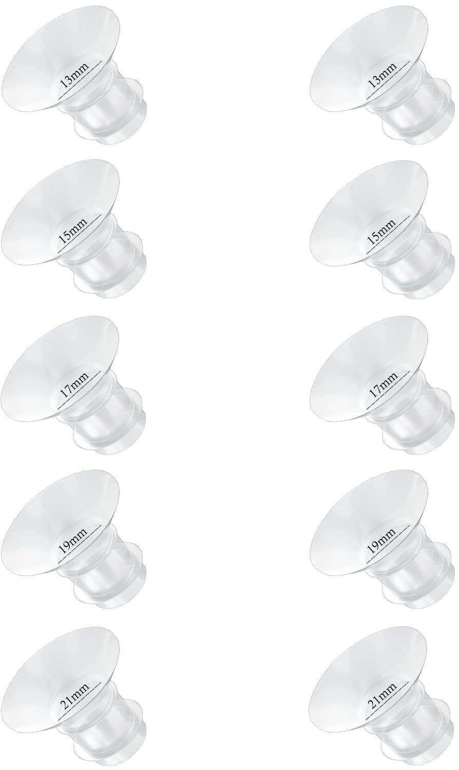 Flange Sizing Kit with 10PCS Flange Inserts 13/15/17/19/21mm Compatible with Momcozy/Spectra/Medela/Elvie/TESETE/Bellaaby,Flange Insert Kit for 24mm Flanges/Shield Breast Pumps