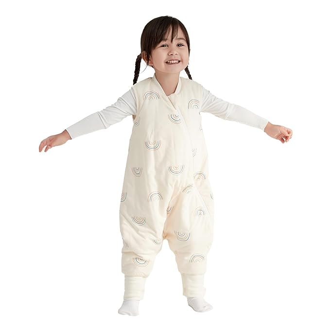 Duomiaomiao 2.5 TOG Toddler Sleep Sack 12-24 Months 100% Cotton Winter Side Open Zipper Baby Sleep Sack with Feet, Warm Toddler Wearable Blanket
