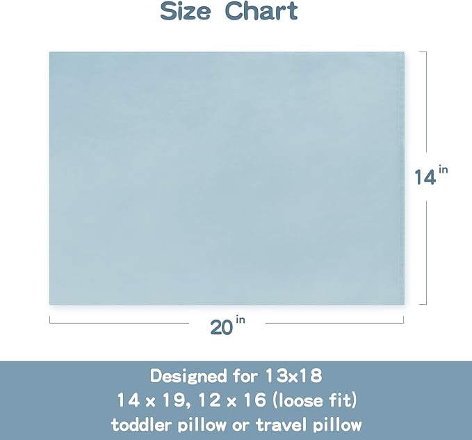 Soft Organic Cotton Toddler Pillowcases 14 X 20 Inches, Fit 13 X 18, 14 X 19 Pillows, Smooth Pearl Cotton Baby Pillowcases with Envelope Closure, Sterling Blue and Ivory, Set of 2