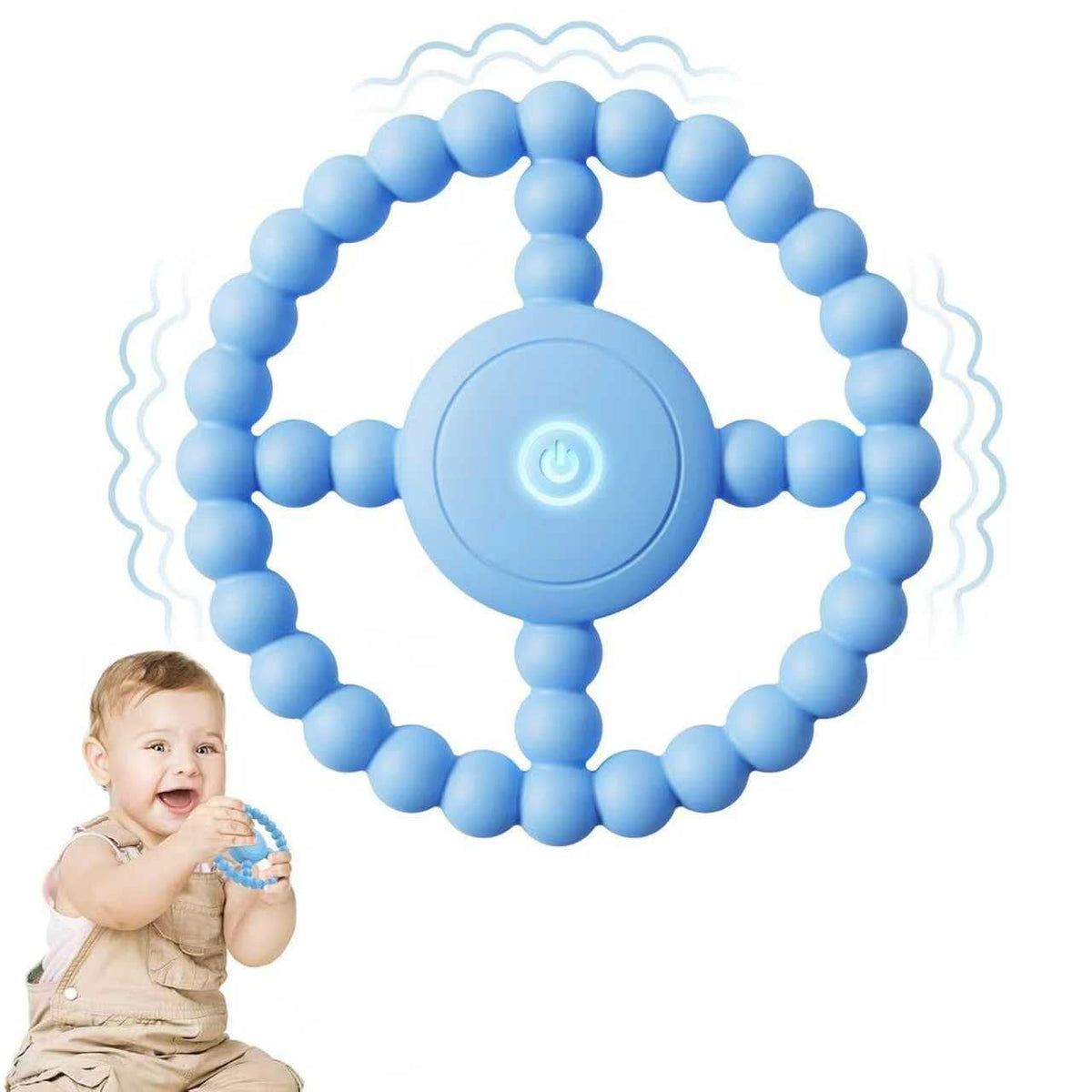 Vibrating Sensory Chew Toy – Baby Teether for 6-12 8-18 Months, Autism Sensory Toys for Kids, Toddler Travel Essential & 1-2 Year Old Christmas Boys Girls Gift Idea (Purple)