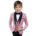 Boys Suit 3 Piece Ring Bearer Suit Kids Formal Jacket Vest Pants Suits Wedding Outfit for Party Prom Tuxedo-Pink-16