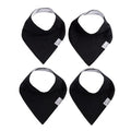 Copper Pearl 4 Pack Soft Cotton Baby Bibs for Drooling and Teething, Absorbent Drool Bibs for Baby Girl and Boy, Adjustable to Fit Newborns to Toddlers (Black Basics)