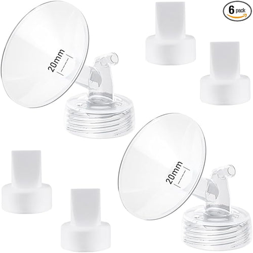 6 Piece Pump Part Set, 2pcs 16mm Flange and 4pcs Duckbill Valve Compatible with Spectra S1 S2 S9 Plus Synergy Gold Breast Pump, for Spectra Accessories Replacement