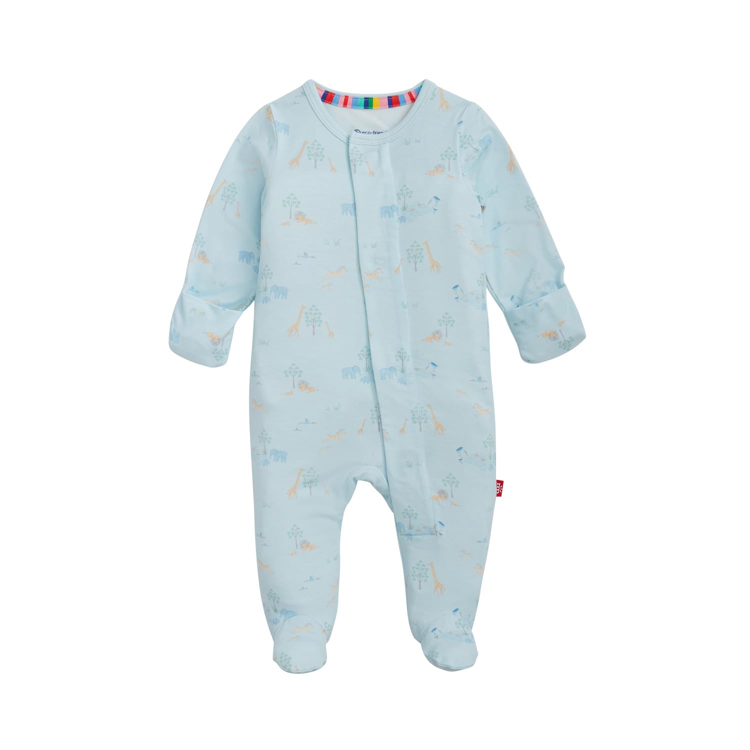 Magnetic Me Boys Modal Magnetic Baby Footie Pajamas | Silky Soft Modal Fabric | Serene Safari Blue | 0-3 Months