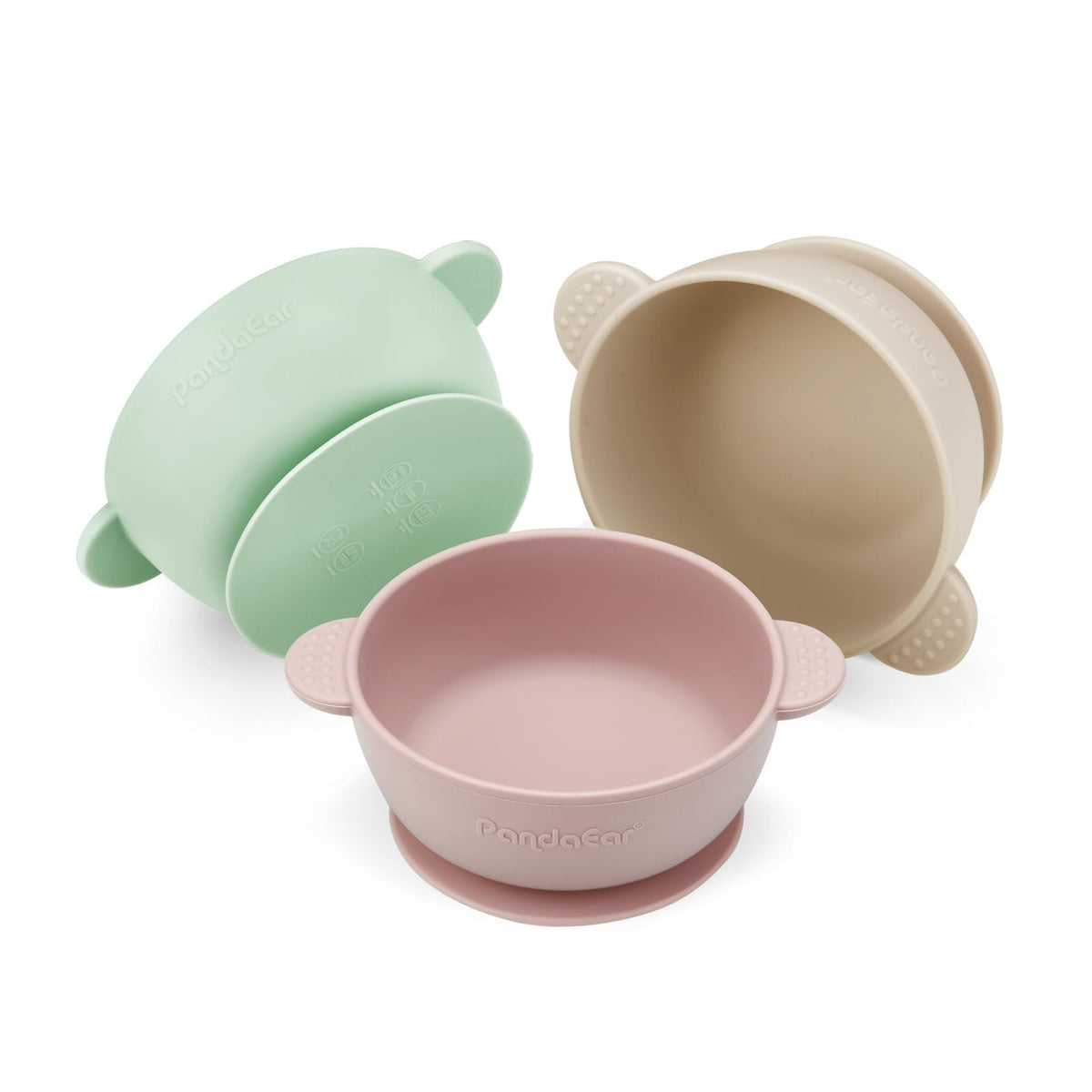 PandaEar 3 Pack Baby Bowls with Suction, Stay Put Silicone Food Bowl