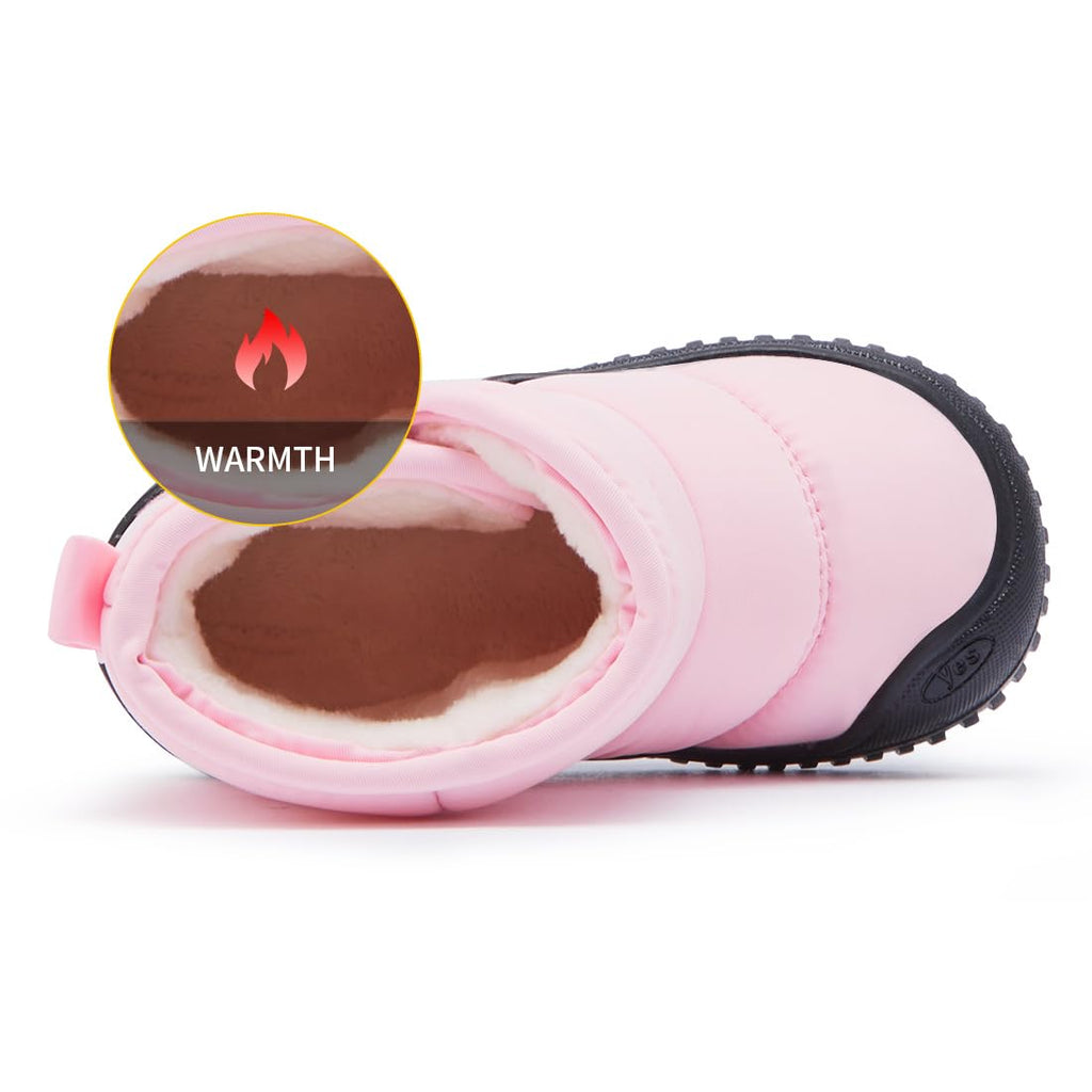 BMCiTYBM Toddler Baby Snow Boots Winter Shoes Boys Girls Cold Weather Baby Faux Fur Shoes Pink Size 8