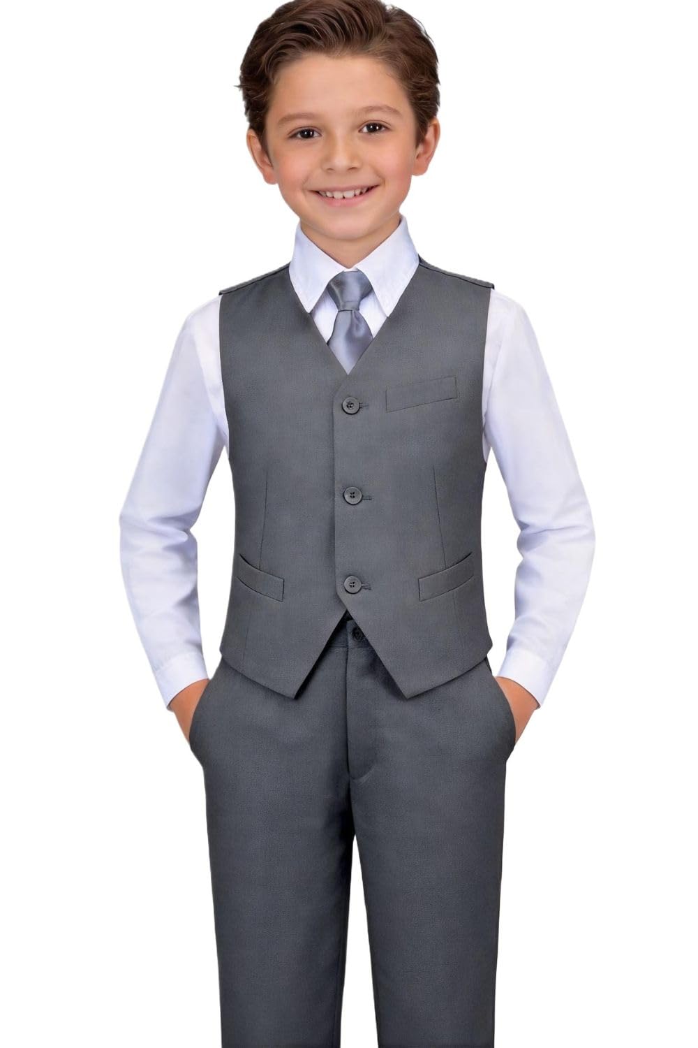 Boys Suit Size 12 Toddler Wedding Outfit Boy Dress Vest and Pants Set Gray