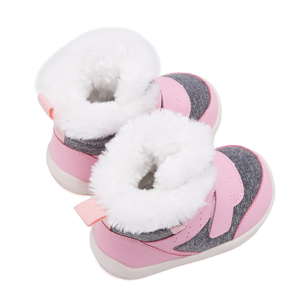 BMCiTYBM Baby Snow Winter Boots Boys Girls Shoes Warm Double Strap Non Non Slip First Walking Infant 6 9 12 18 24 Months Pink Size 12-18 Months Toddler