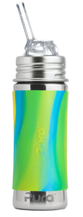 Pura Toddler, Baby Straw Bottle - Stainless Steel, Plastic Free, Silicone Straw, Aqua Swirl